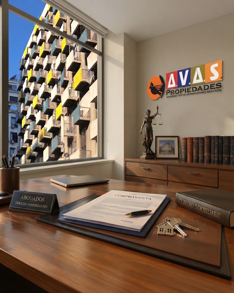 Oficina de AVAS en el centro de Santiago con documentos de compraventa y llaves